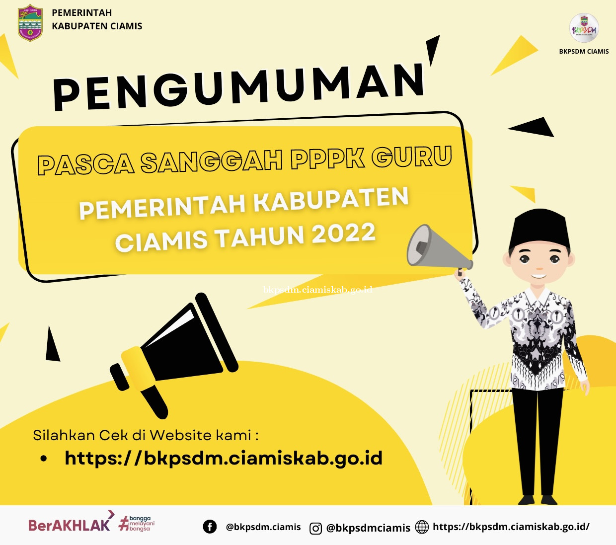 Pengumuman Pasca Sanggah Hasil Seleksi Administrasi PPPK Guru Pemerintah Kabupaten Ciamis Tahun 2022